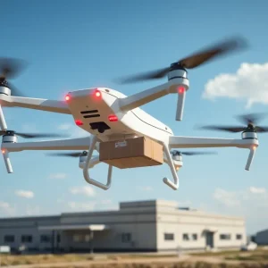 Drone delivering medical supplies in rural Oklahoma