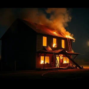 Destruction from the fire at Afton Cafe in Afton, Oklahoma.
