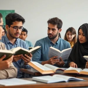 Students discussing the Bible-in-schools mandate in a classroom setting