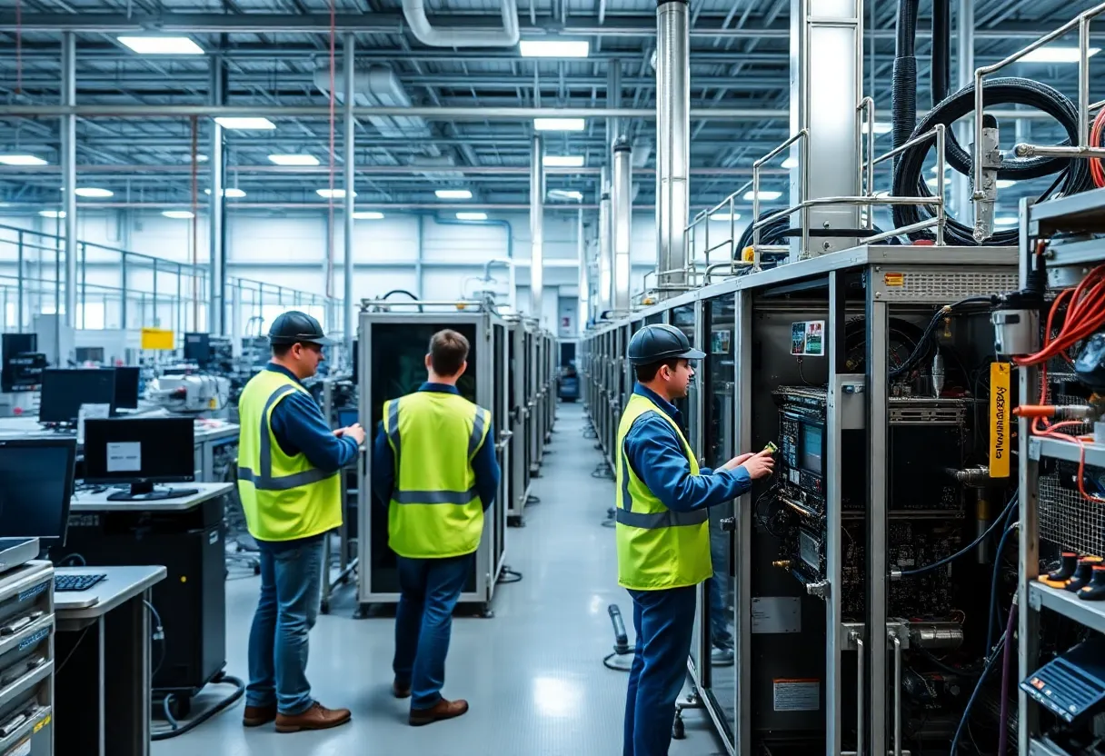 Workers upgrading semiconductor production in Broken Arrow, Oklahoma.