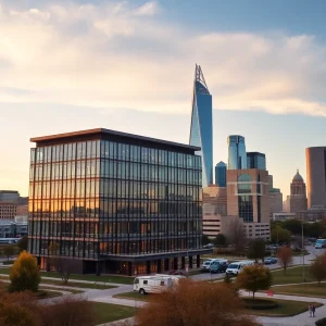 Modern office building representing corporate legal expansion in Oklahoma City