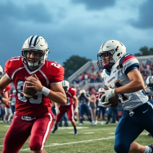 Choctaw football players in action during a game