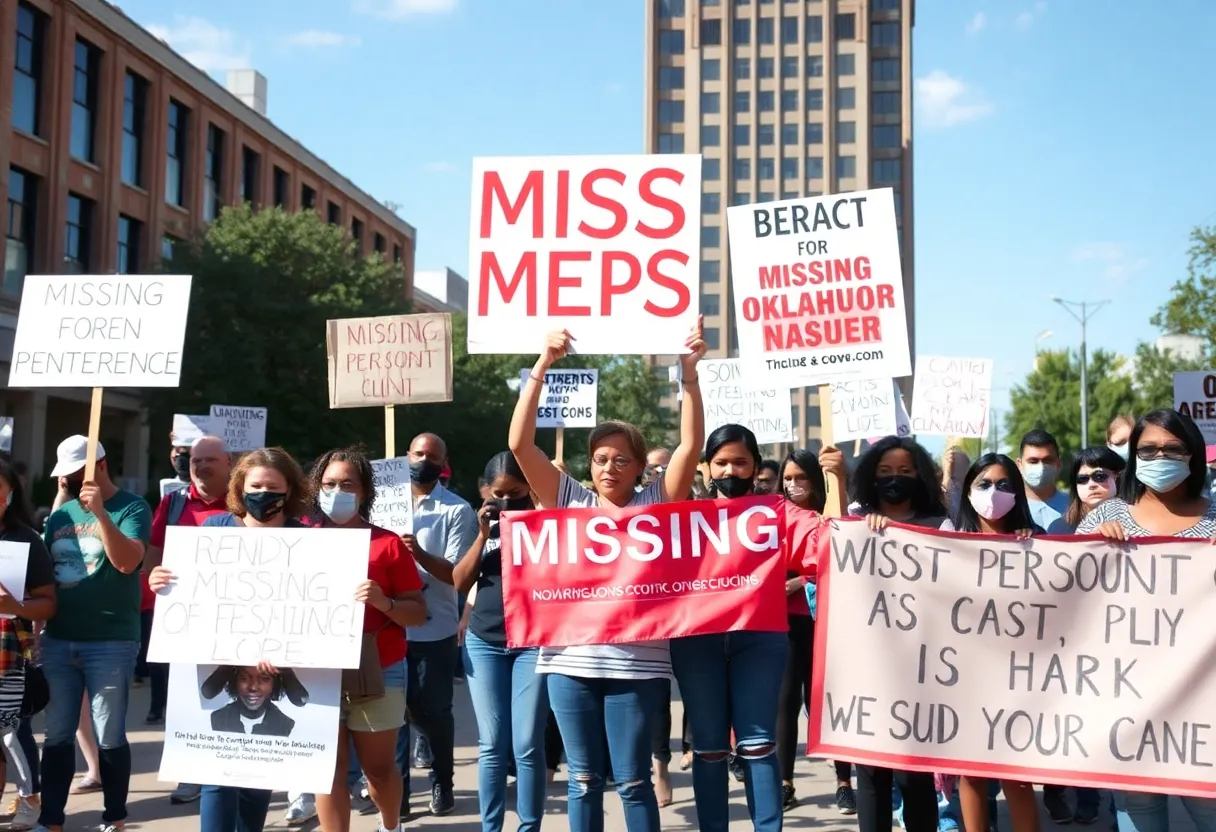 Community members showing support for missing persons in Oklahoma City