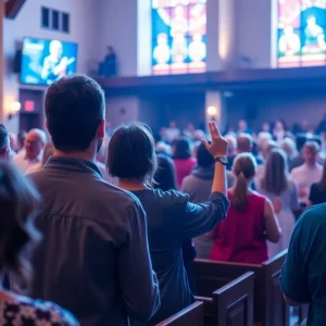 Attendees enjoying a vibrant Contemporary Worship Service in Oklahoma City at a local church.