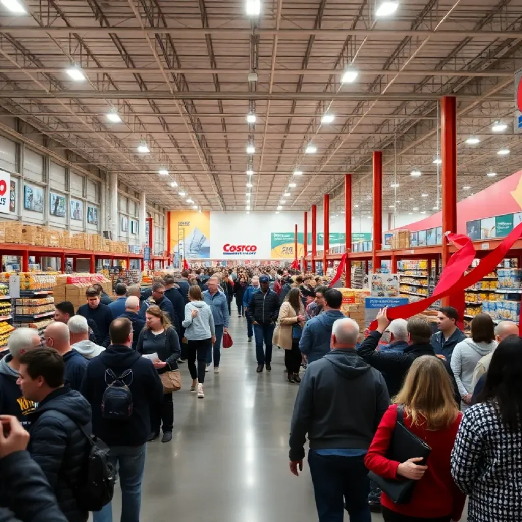 Crowd at the opening of Costco warehouse in Broken Arrow, Oklahoma