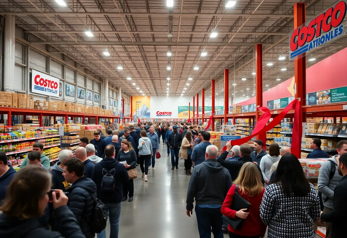 Crowd at the opening of Costco warehouse in Broken Arrow, Oklahoma