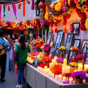 Colorful altars and traditional music at Día de los Muertos celebration