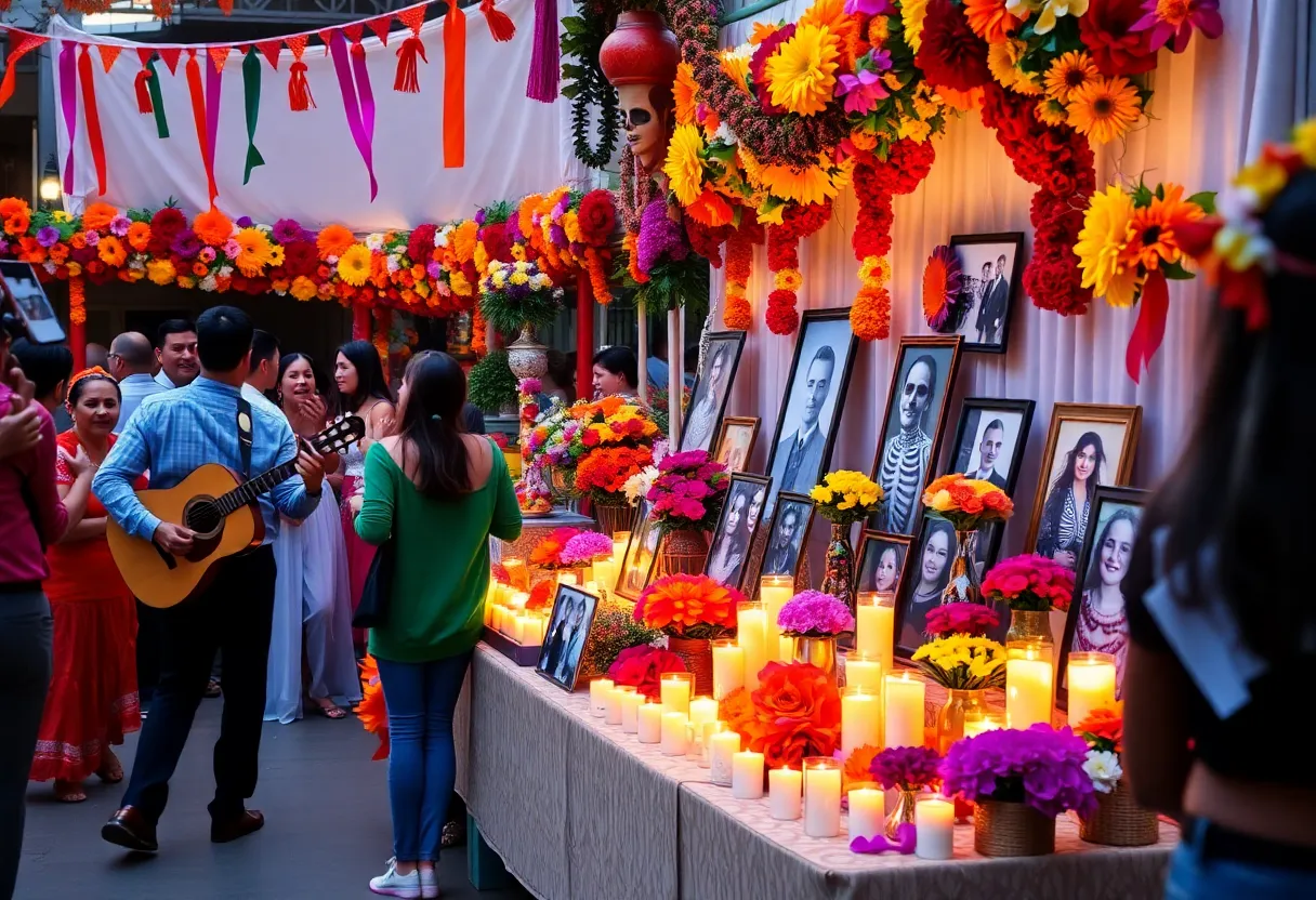 Colorful altars and traditional music at Día de los Muertos celebration