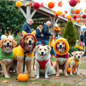 Dogs in costumes at the Oklahoma City Dogtober Festival