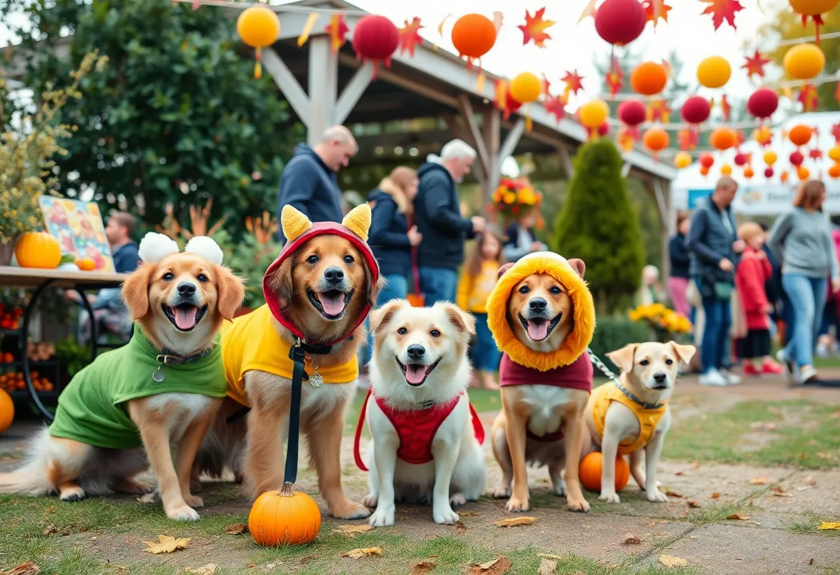 Dogs in costumes at the Oklahoma City Dogtober Festival