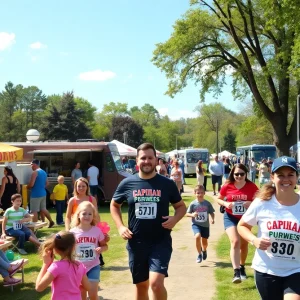 Families having fun at the Down Syndrome Festival.