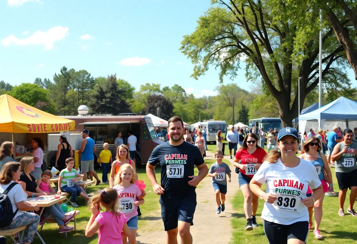 Families having fun at the Down Syndrome Festival.