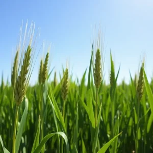 Field of drought-resistant wheat growing in Oklahoma