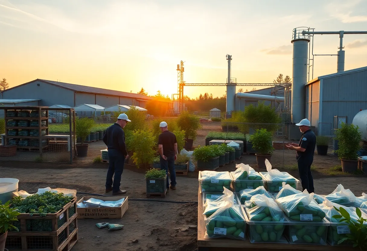 Eco-friendly manufacturing plant producing sustainable packaging