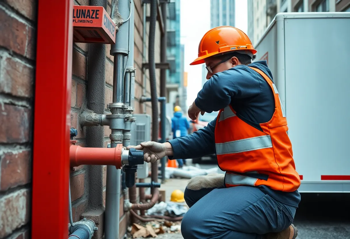 Plumber fixing pipe in Oklahoma city environment
