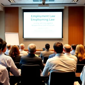 Participants at the employment law symposium engaged in discussion