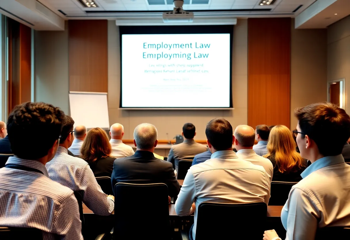 Participants at the employment law symposium engaged in discussion