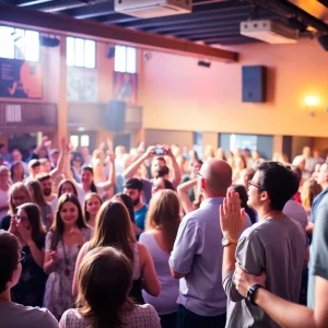 Attendees enjoying a contemporary worship event