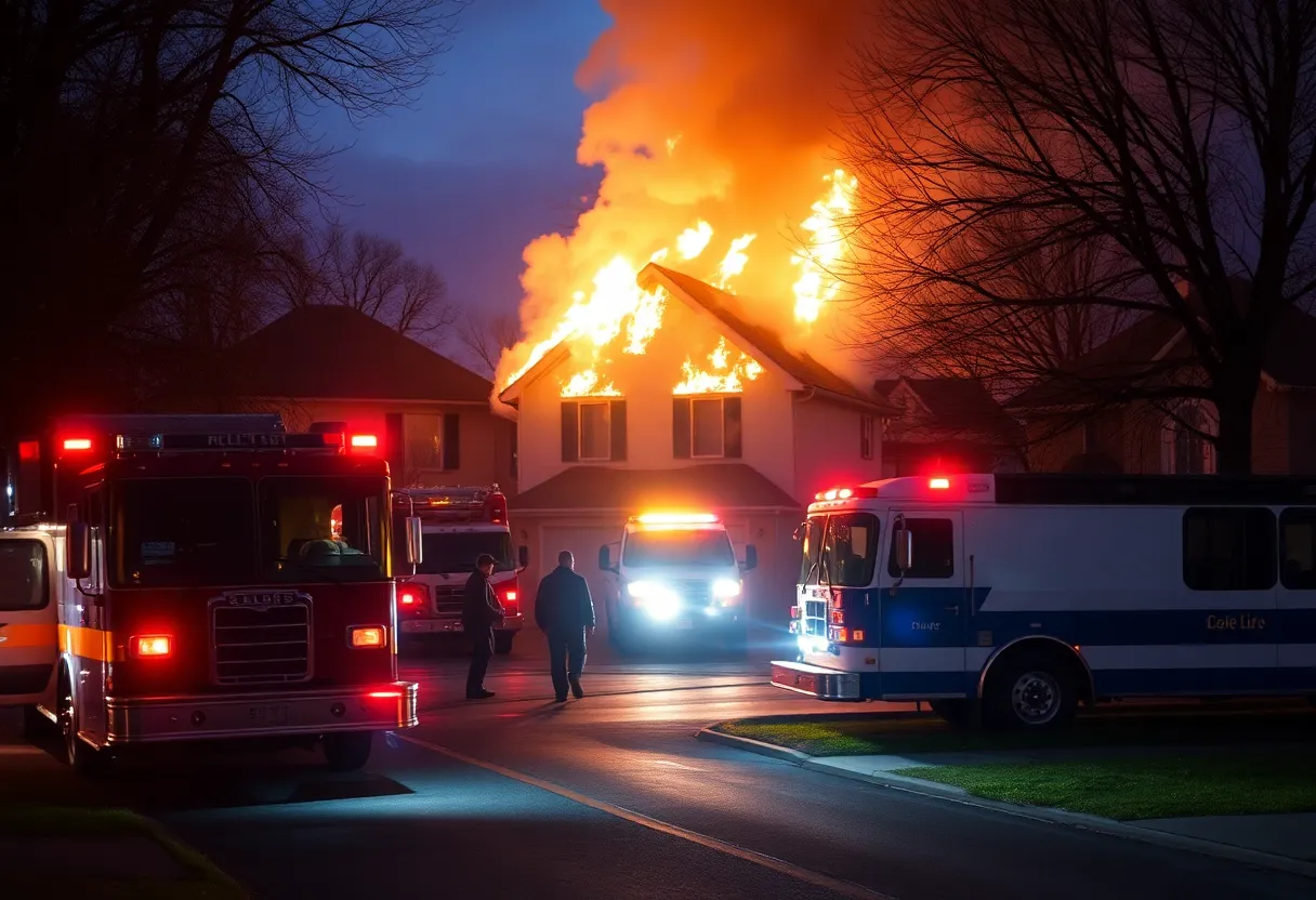 House engulfed in flames during a fire incident in Oklahoma City