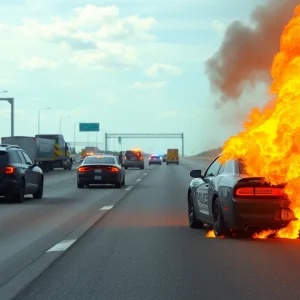 Police chase ends in fiery crash on I-35