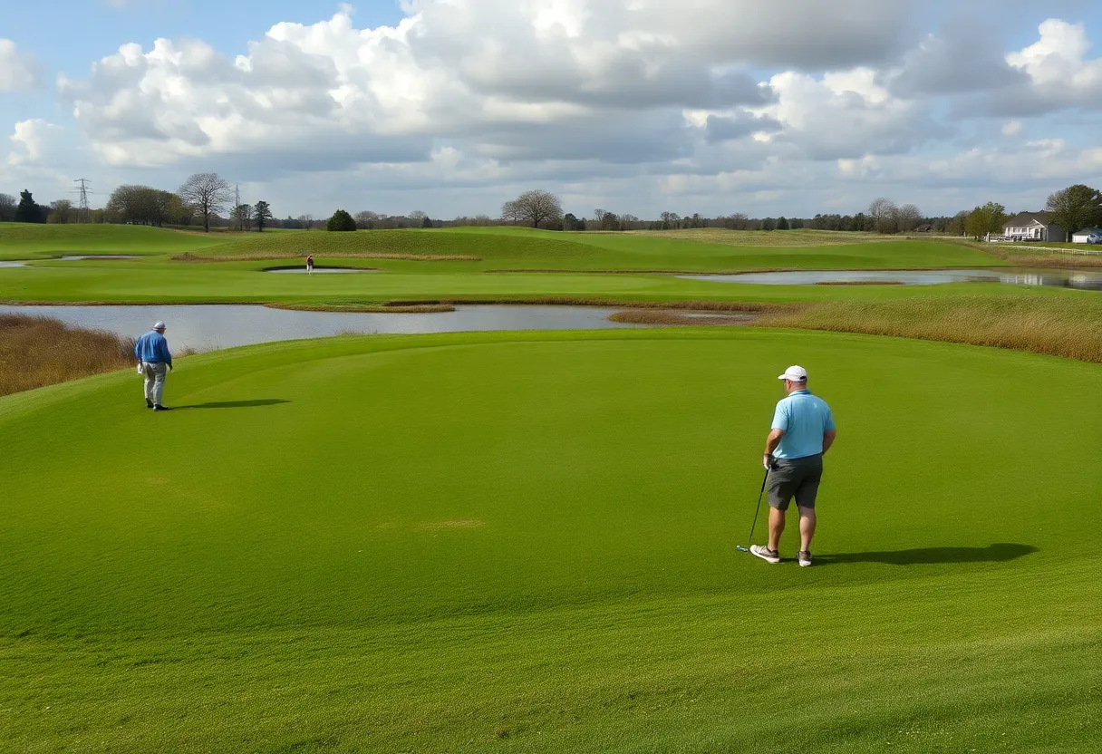 Flooded golf course showing the aftermath of stormy weather in Oklahoma