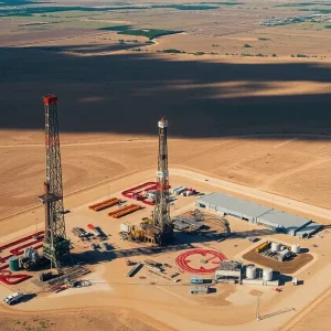 Aerial view of fracking operations in the Anadarko Basin