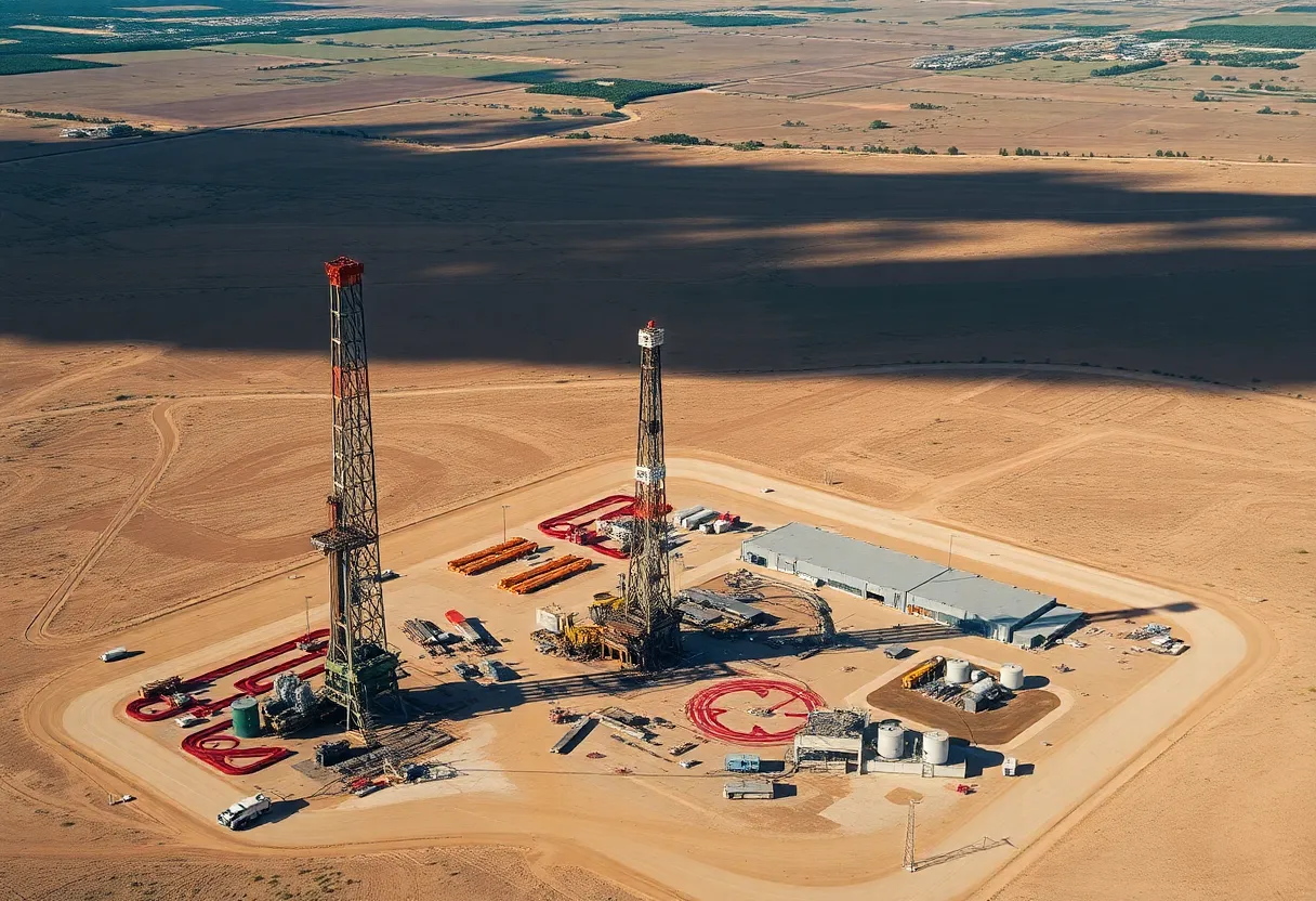 Aerial view of fracking operations in the Anadarko Basin