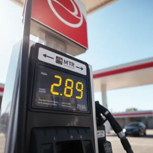 Gas station display showing $2.89 per gallon in Oklahoma City
