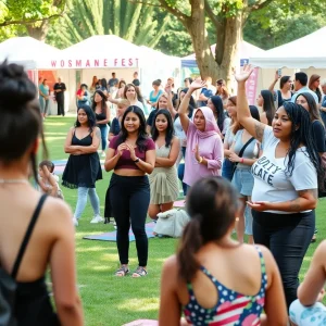 Participants engaging in women's empowerment activities at the Goddess Awakening Festival.