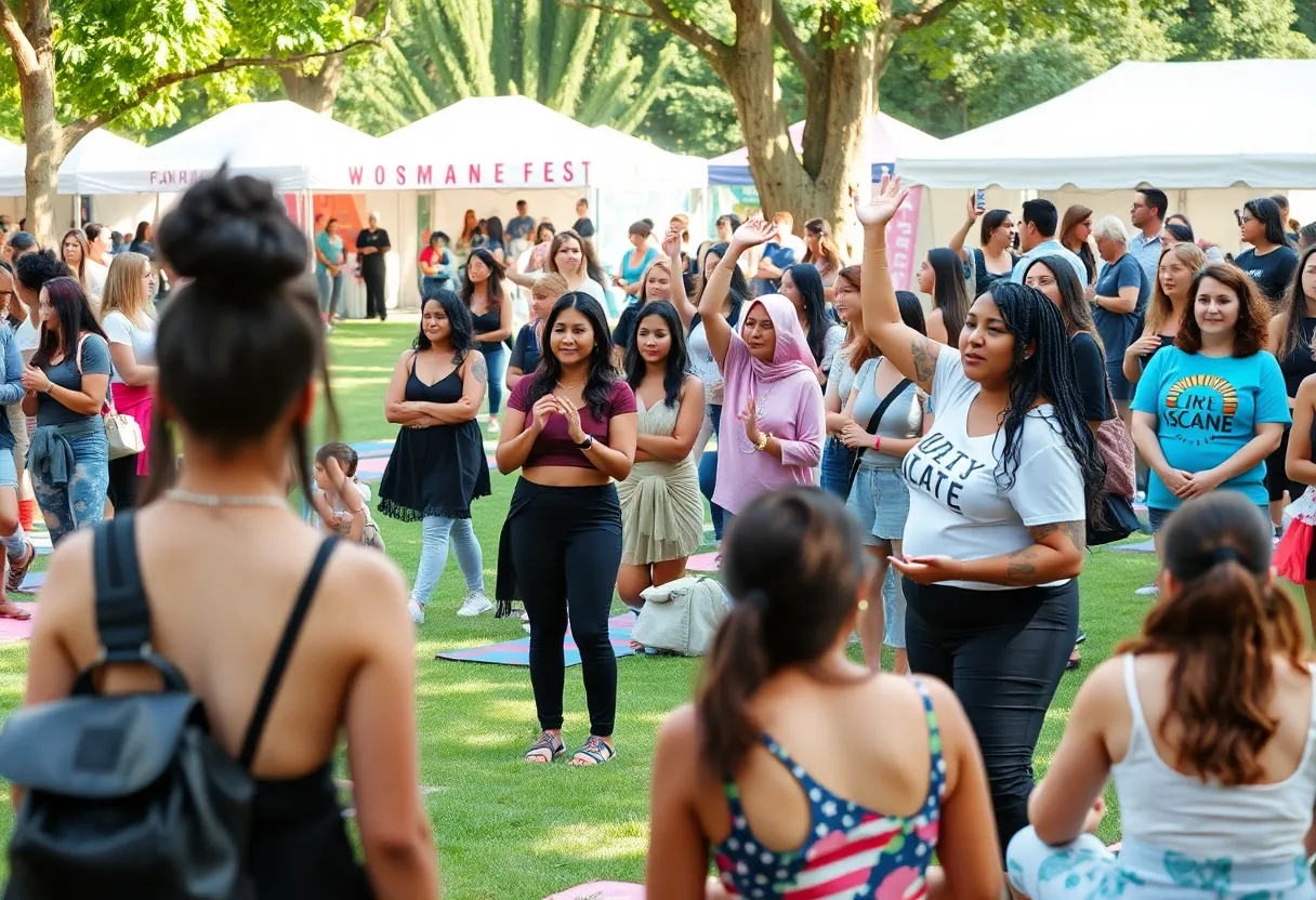 Participants engaging in women's empowerment activities at the Goddess Awakening Festival.