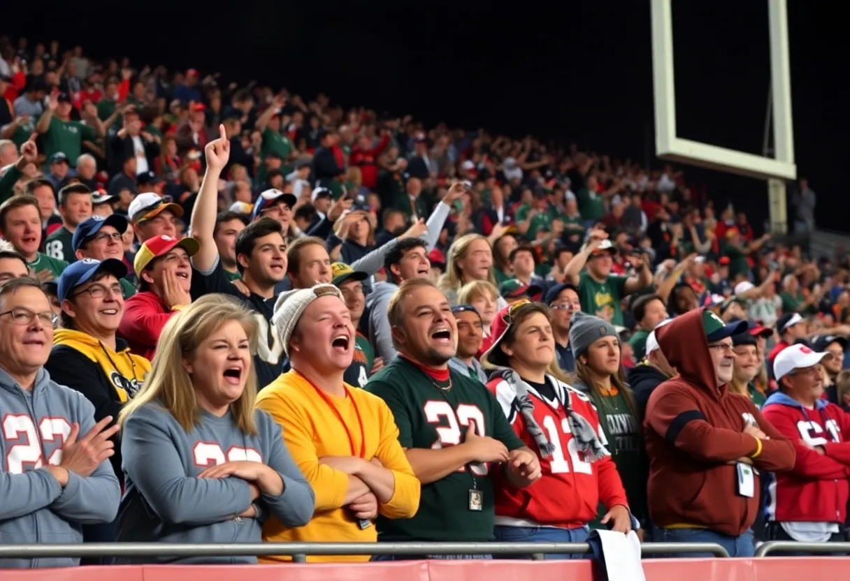 Fans of the Golden Hurricane showing mixed emotions after their team's overtime loss