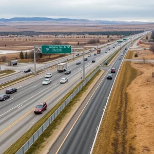 Traffic on Interstate 35 in Garfield County after a fatal crash