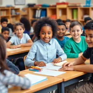Students in an inclusive classroom participating in activities