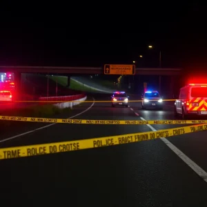 Emergency services at the scene of the body discovery off I-44