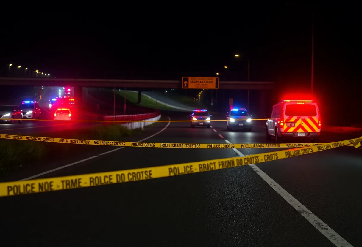 Emergency services at the scene of the body discovery off I-44
