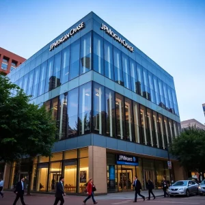 Office building of JPMorgan Chase with Oklahoma city skyline