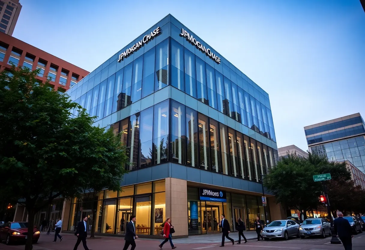 Office building of JPMorgan Chase with Oklahoma city skyline