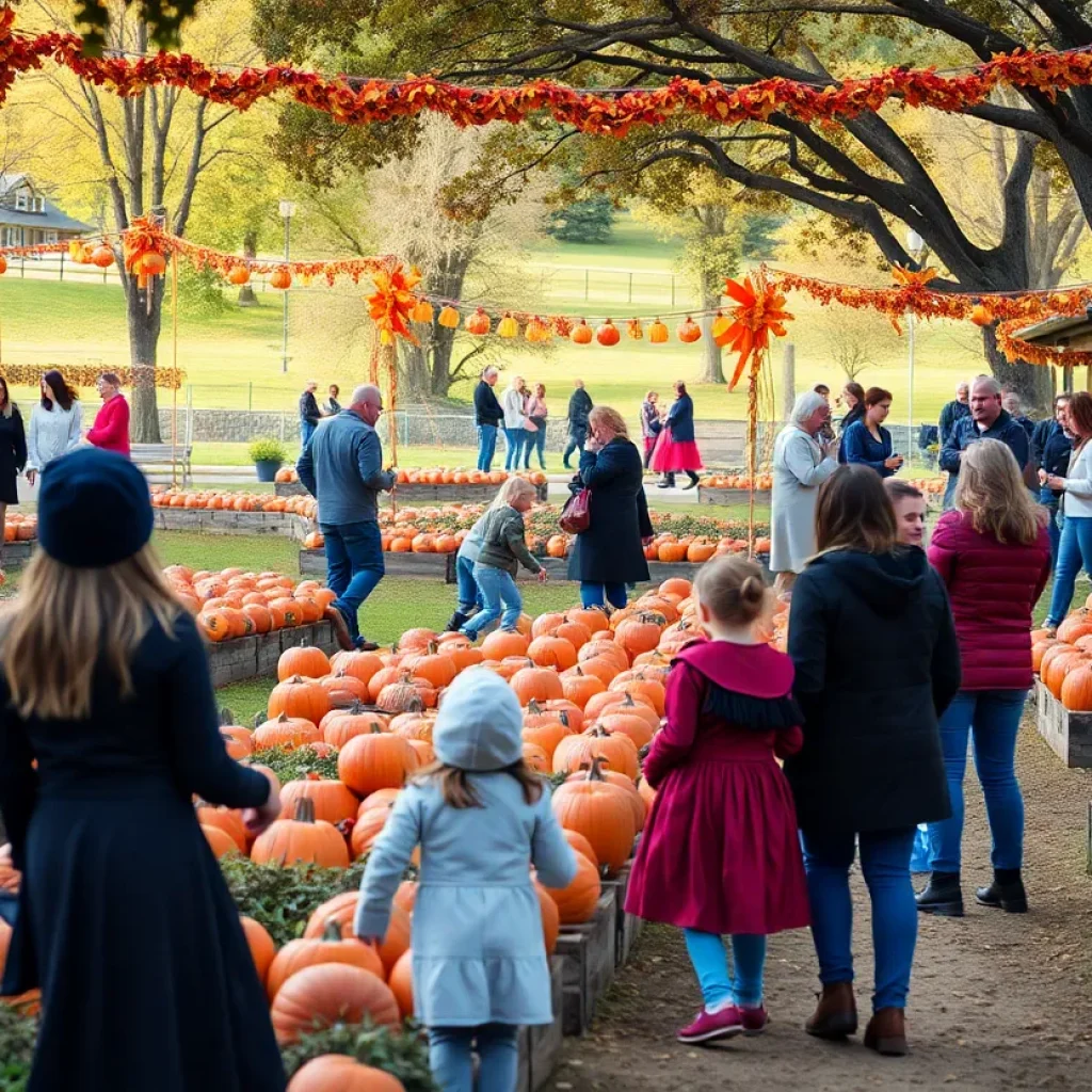 Families at a Halloween festival in Lawton enjoying pumpkin patches and community activities