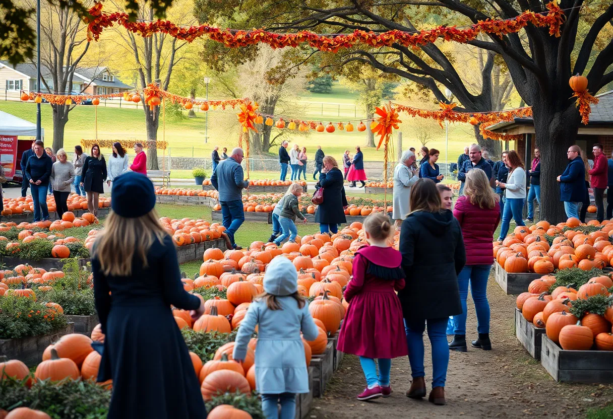 Families at a Halloween festival in Lawton enjoying pumpkin patches and community activities