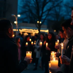 Community members gathered for a candlelight vigil in memory of Lich Vu