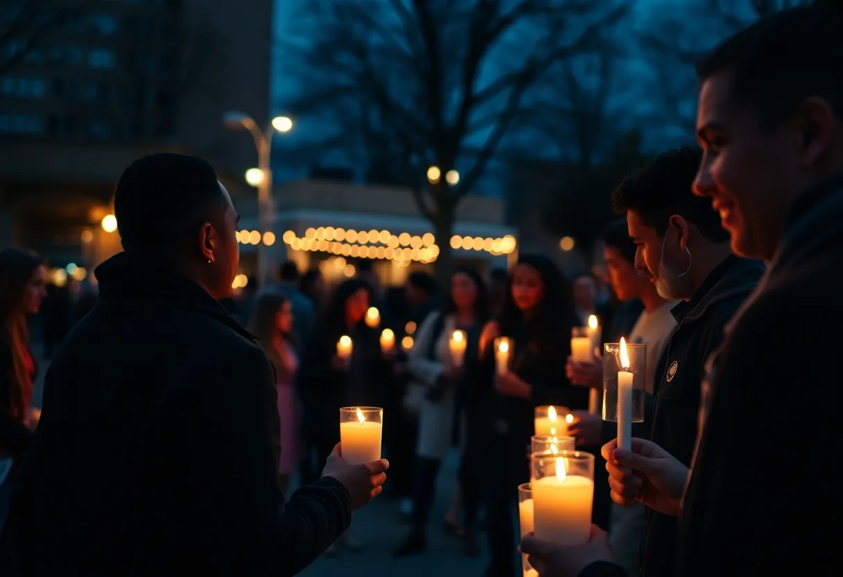 Community members gathered for a candlelight vigil in memory of Lich Vu
