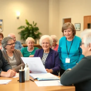 Elders receiving help at a Medicare enrollment session