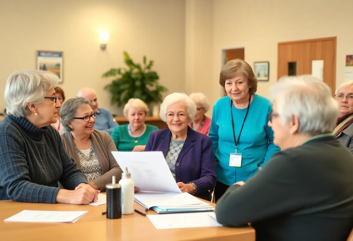 Elders receiving help at a Medicare enrollment session