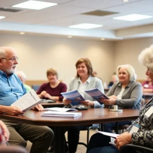 Seniors participating in a Medicare open enrollment workshop