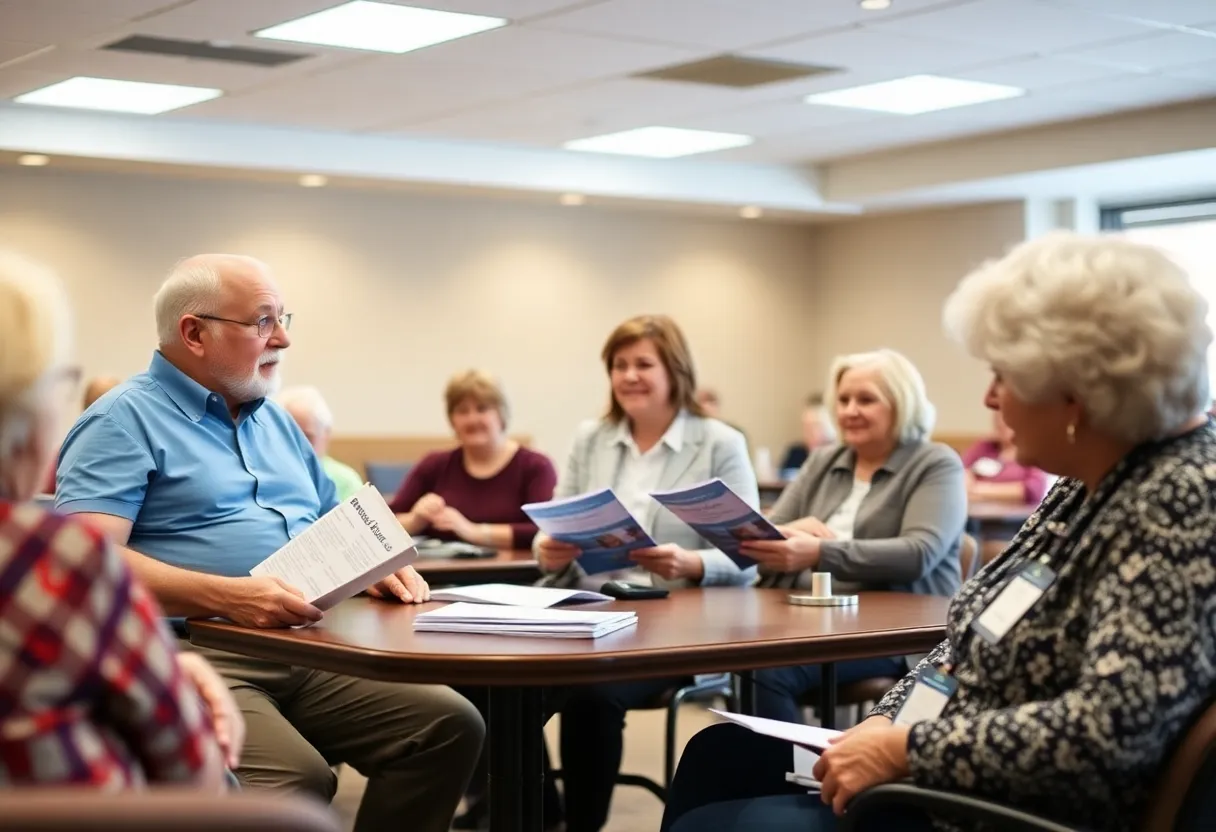 Seniors participating in a Medicare open enrollment workshop