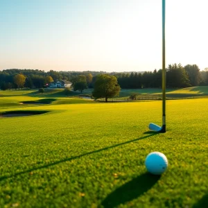 Golfer on a scenic golf course