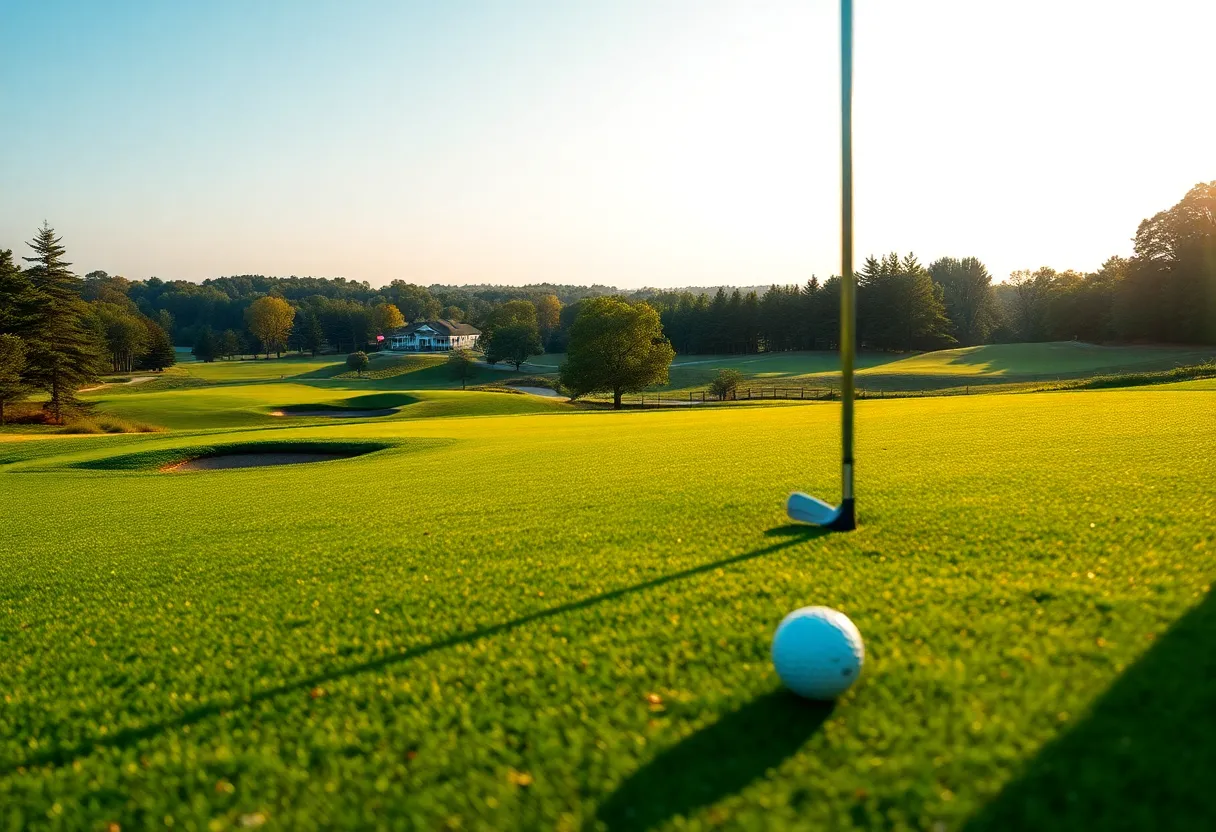 Golfer on a scenic golf course