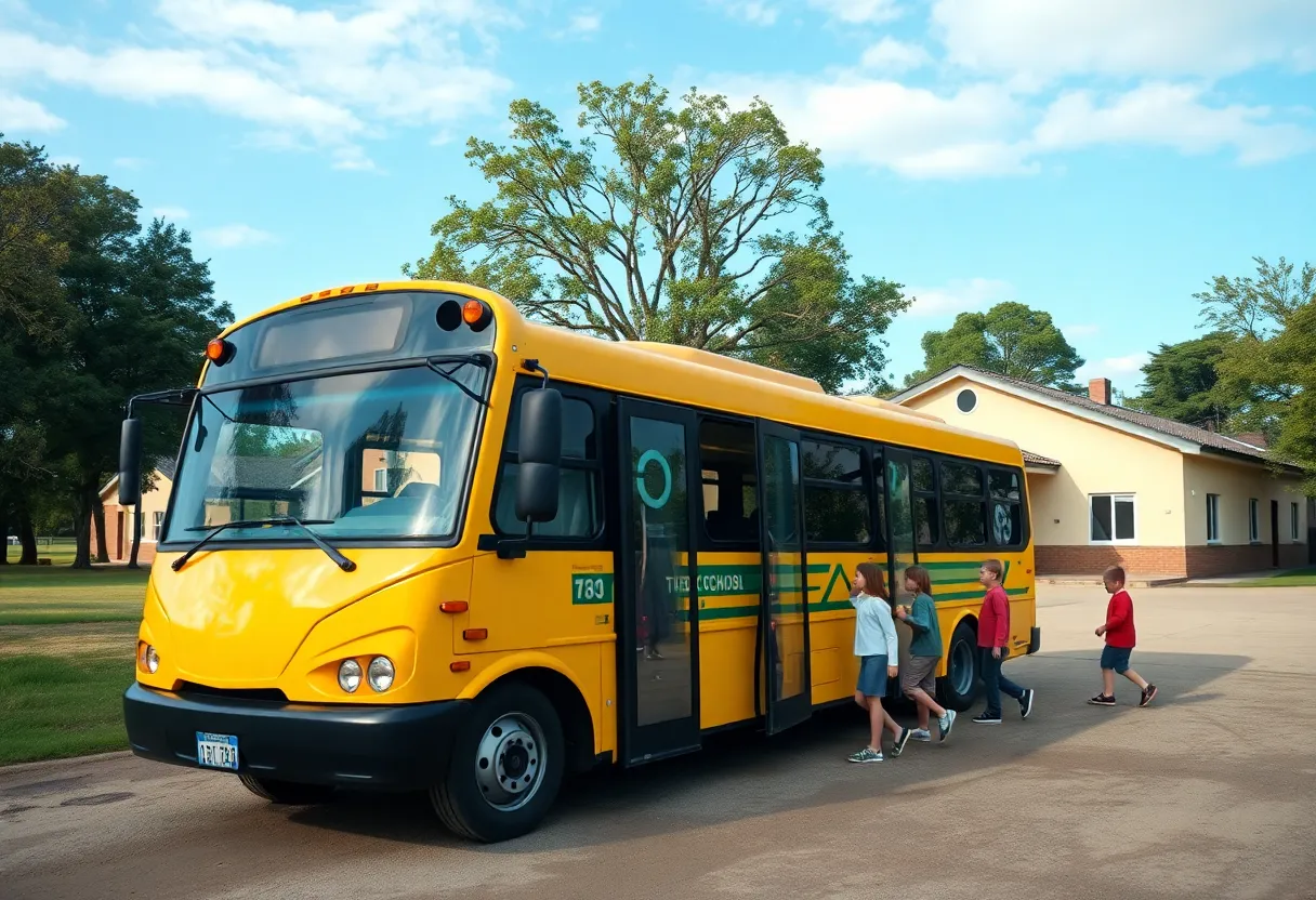 New eco-friendly school bus in Minco, Oklahoma