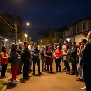 Community members and law enforcement searching for a missing girl