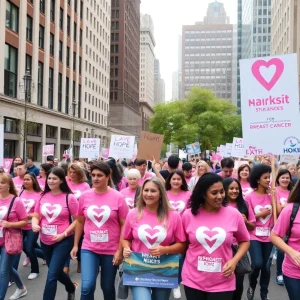 Participants of the More Than Pink Walk in Oklahoma City wearing pink shirts.